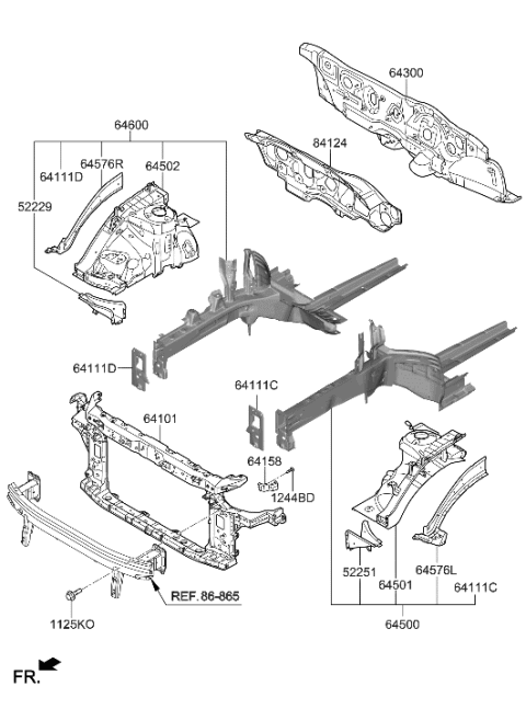 2017 Hyundai Sonata Hybrid Carrier Assembly-Front End Module Diagram for 64101-C1000