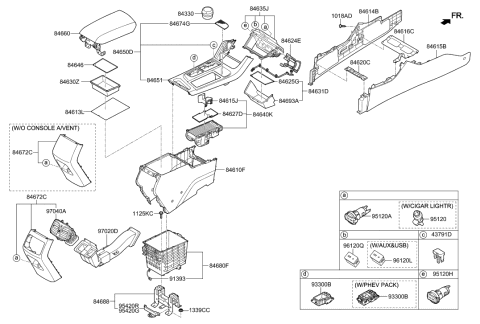 2017 Hyundai Sonata Hybrid Air Ventilator Assembly-Console Diagram for 97040-C1000-TGG