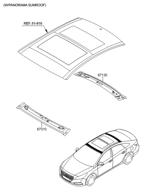 2016 Hyundai Sonata Hybrid Roof Panel Diagram 2