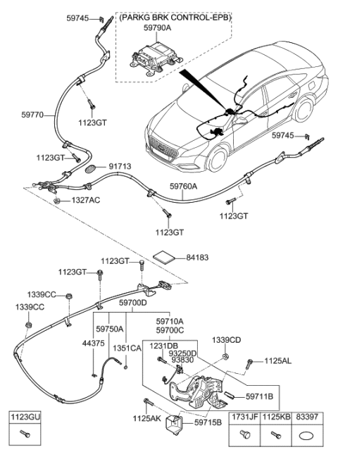 2016 Hyundai Sonata Hybrid Cable Assembly-Parking Brake,RH Diagram for 59770-E6000