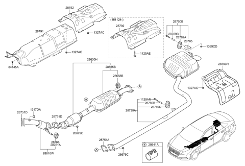 2016 Hyundai Sonata Hybrid Center Muffler Assembly Diagram for 28650-E6310