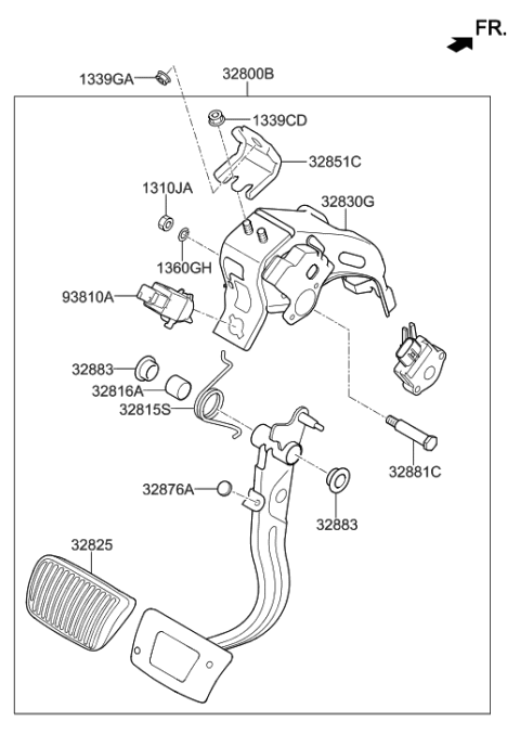 2016 Hyundai Sonata Hybrid Brake & Clutch Pedal Diagram