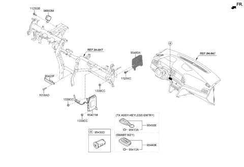 2020 Hyundai Elantra Brake Control Module And Receiver Unit Assembly Diagram for 954A0-F2AM0