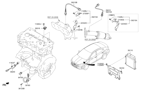 2020 Hyundai Elantra Engine Control Module Unit Diagram for 39171-2EFH5