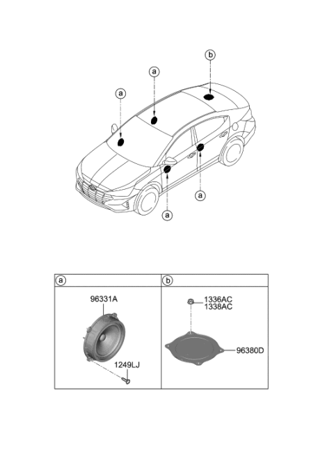 2019 Hyundai Elantra Door Speaker Assembly Diagram for 96330-F2000