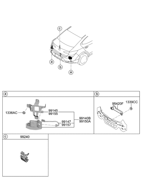 2019 Hyundai Elantra Unit Assembly-Rear Corner Radar,RH Diagram for 99150-F2000