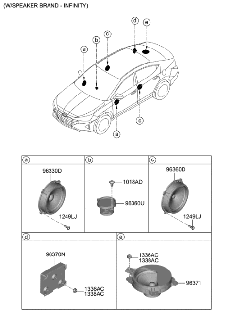 2020 Hyundai Elantra Subwoofer Speaker Assembly Diagram for 96380-F2110