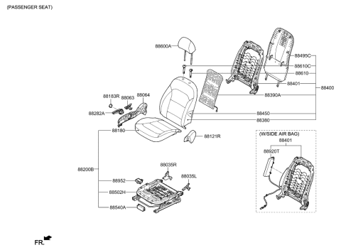 2017 Hyundai Elantra Front Right-Hand Seat Back Covering Assembly Diagram for 88460-F3000-XGH