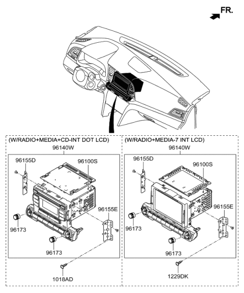 2017 Hyundai Elantra Float Audio Assembly Diagram for 96160-F2110-UATFL