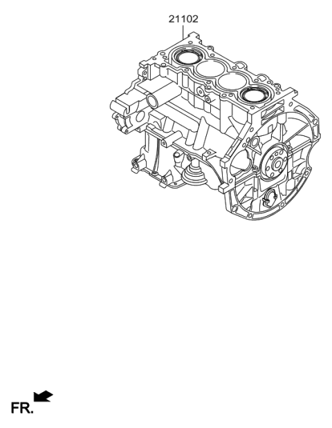 2018 Hyundai Elantra Engine Assembly-Short Diagram for 21102-2EK04