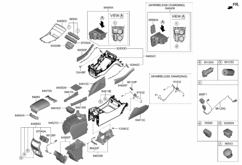 2021 Hyundai Santa Fe Cup Holder Assembly Diagram for 84670-S2AC0-XHH