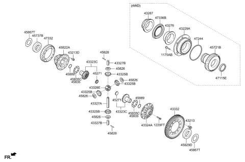 2022 Hyundai Santa Fe Bearing-Taper Roller Diagram for 45829-3B300