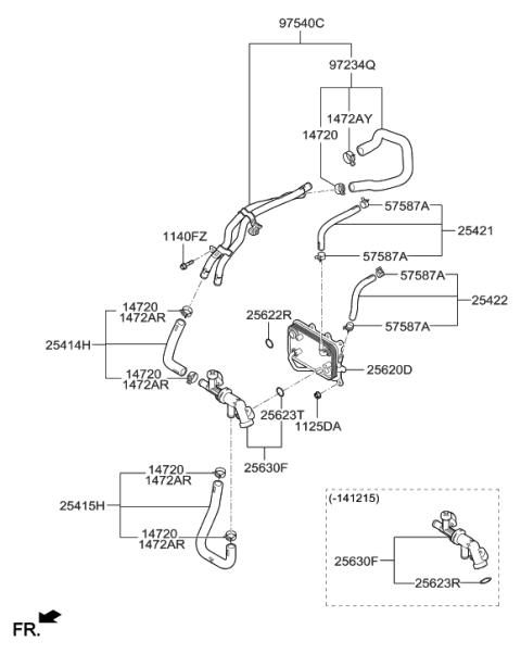 2013 Hyundai Santa Fe Sport Pipe Assembly-Rear Heater Water Diagram for 97540-2W500