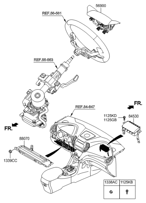 2013 Hyundai Santa Fe Sport Module Assembly-Knee Air Bag Diagram for 56970-4Z000-RYN