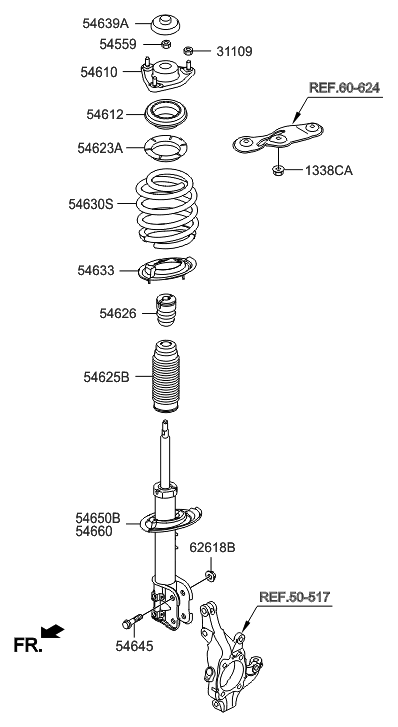 2014 Hyundai Santa Fe Sport Strut Assembly, Front, Right Diagram for 54661-4Z000