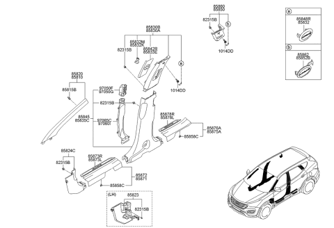2015 Hyundai Santa Fe Sport Trim Assembly-Front Pillar RH Diagram for 85820-4Z000-OM