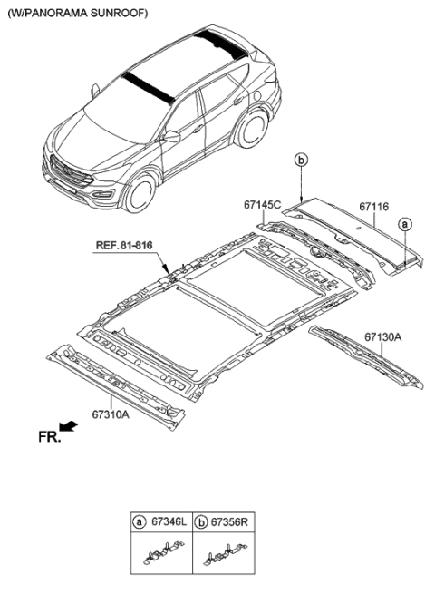 2014 Hyundai Santa Fe Sport Bracket Assembly-Roof Rack Rear NO.2,RH Diagram for 67357-2W300