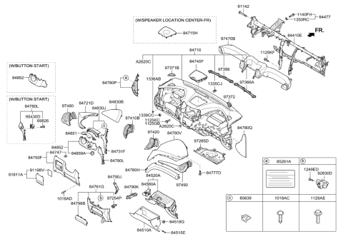 2013 Hyundai Santa Fe Sport Crash Pad Assembly-Main Diagram for 84710-4Z100-RYN