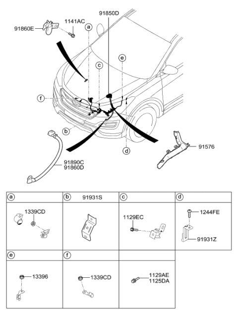 2014 Hyundai Santa Fe Sport Wiring Assembly-Battery Diagram for 91850-4Z110