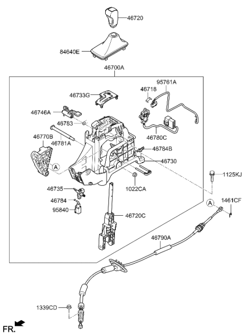 2015 Hyundai Santa Fe Sport Cable Assembly-Automatic Transmission Diagram for 46790-4Z100