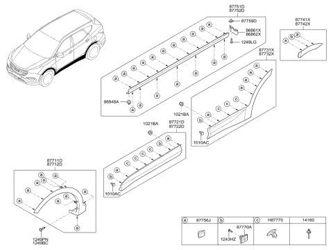 2015 Hyundai Santa Fe Sport Body Side Moulding Diagram