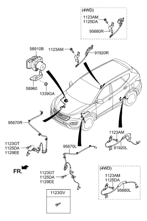 2014 Hyundai Santa Fe Sport Sport Abs Pump Without Module Diagram for 58920-4Z000