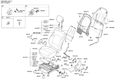2013 Hyundai Santa Fe Sport Knob-Front Seat Recliner,LH Diagram for 88194-4Z010-NBC