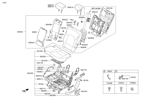 2013 Hyundai Santa Fe Sport Lower Armrest Assembly-2ND Back,LH Diagram for 89905-4Z000-R3X