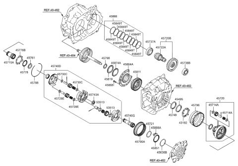 2013 Hyundai Santa Fe Sport Gear Kit-Automatic Transaxle Transfer Driven Diagram for 45720-3B800