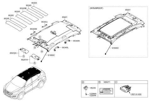 2015 Hyundai Santa Fe Sport Wiring Assembly-Roof Diagram for 91800-4Z731