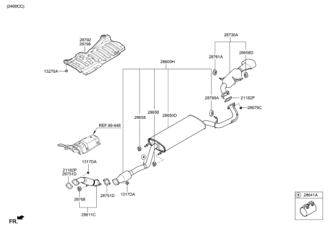 2014 Hyundai Santa Fe Sport Center Muffler Assembly Diagram for 28650-2W300