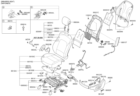 2013 Hyundai Santa Fe Sport Frame Assembly-Front Seat Back Driver Diagram for 88310-4Z050
