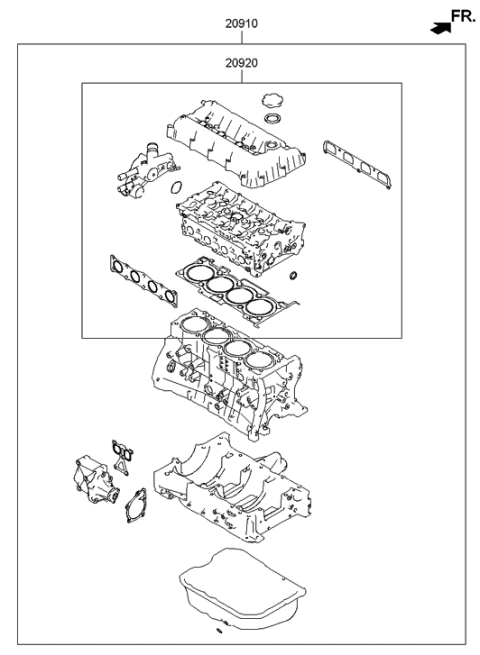 2014 Hyundai Santa Fe Sport Gasket Kit-Engine Overhaul Diagram for 20910-2GO00-A