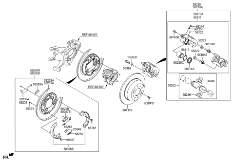 2013 Hyundai Santa Fe Sport Caliper Kit-Rear Brake,LH Diagram for 58310-2WA00