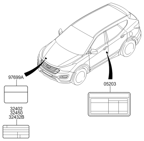 2014 Hyundai Santa Fe Sport Label-Tire Pressure Diagram for 05203-4Z680