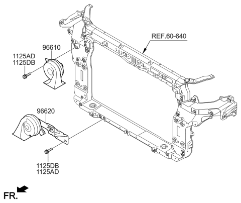 2013 Hyundai Santa Fe Sport Horn Assembly-High Pitch Diagram for 96620-4Z210
