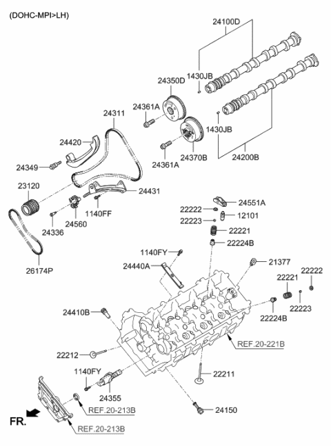 2011 Hyundai Genesis Bolt-Chain Tensioner Diagram for 24336-3A000