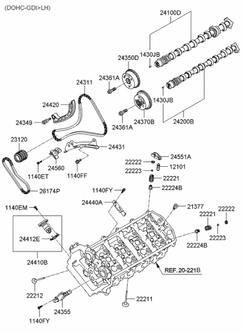 2011 Hyundai Genesis TENSIONER Assembly-Oil Pump Chain Diagram for 24460-3F300