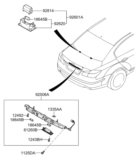 2012 Hyundai Genesis Outside Handle & Lock Assembly-Trunk Lid Diagram for 81260-3M010