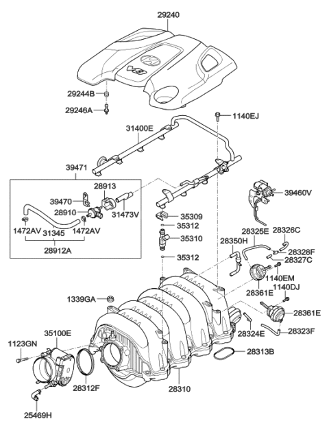 2011 Hyundai Genesis Bracket-PCSV Diagram for 39470-3F401