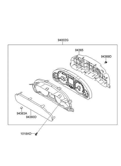 2013 Hyundai Genesis Cluster Assembly-Instrument Diagram for 94001-3M001