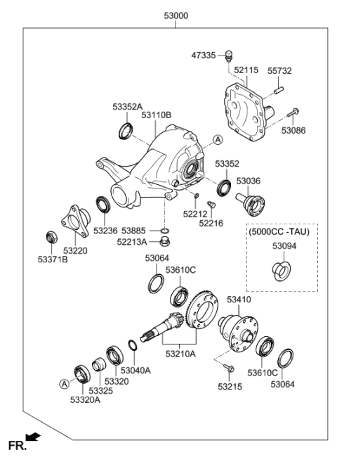 2013 Hyundai Genesis Carrier Assembly-Differential Diagram for 53000-3C300