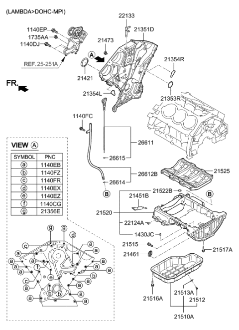 2014 Hyundai Genesis Belt Cover & Oil Pan Diagram 2