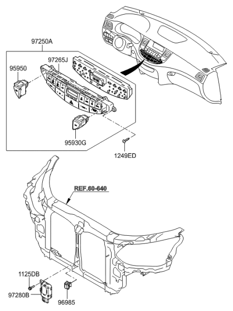 2012 Hyundai Genesis Heater Control Assembly Diagram for 97250-3M800