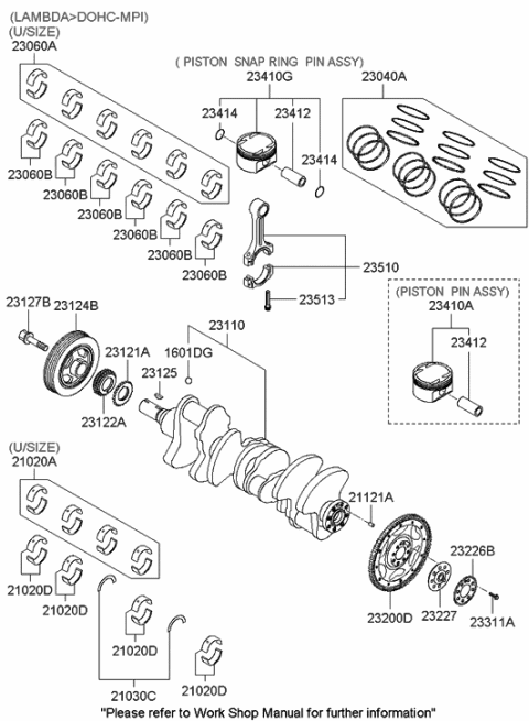 2010 Hyundai Genesis Crankshaft & Piston Diagram 3