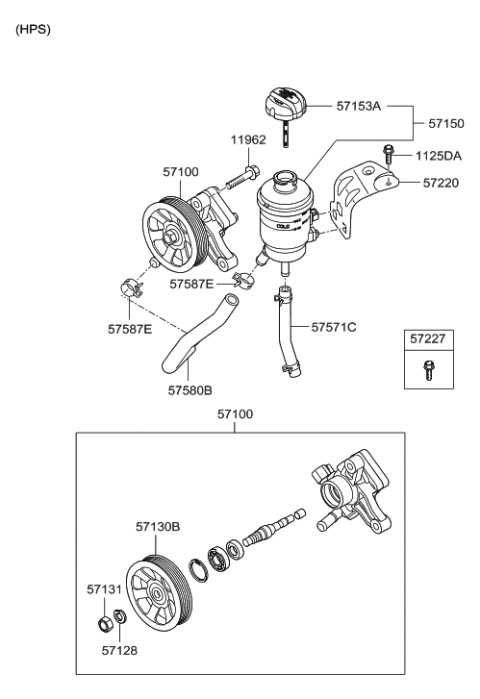 2012 Hyundai Genesis Bracket Assembly-Power Steering Oil Reservior Diagram for 57220-3M000