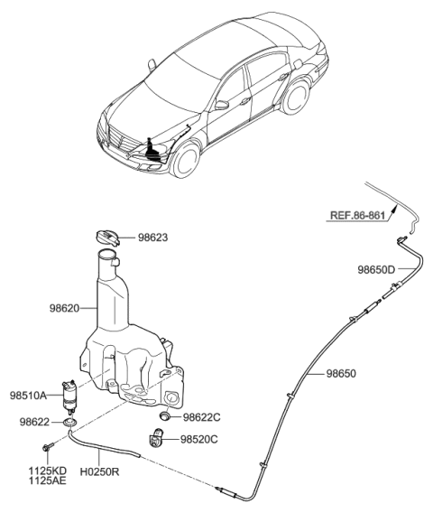 2014 Hyundai Genesis Cap-Windshield Washer Reservoir Diagram for 98623-3M000