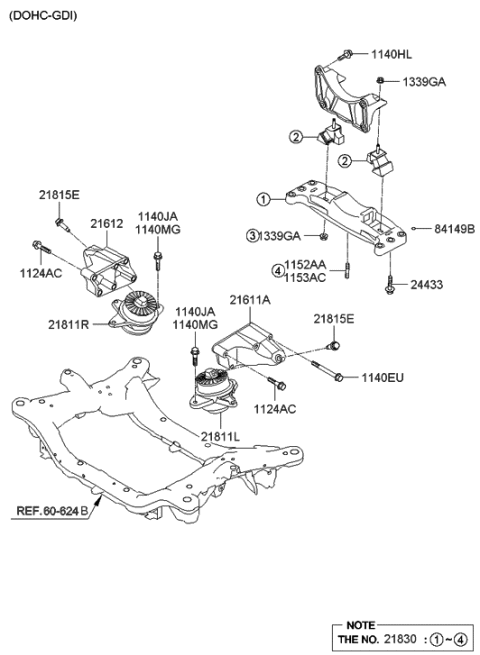 2009 Hyundai Genesis Engine & Transaxle Mounting Diagram 9