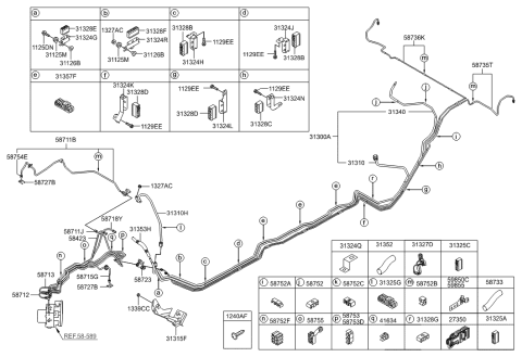 2014 Hyundai Genesis Clip-Brake Fluid Line Diagram for 58752-3K000