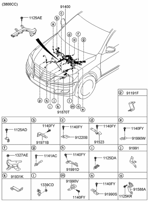 2009 Hyundai Genesis Wiring Assembly-Engine Control Module Diagram for 91400-3M120